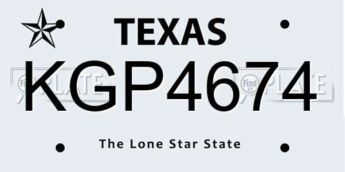 KGP4674 Texas License Plate