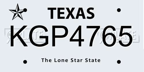 KGP4765 Texas License Plate