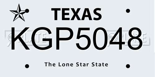 KGP5048 Texas License Plate