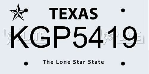 KGP5419 Texas License Plate