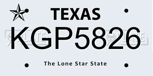 KGP5826 Texas License Plate