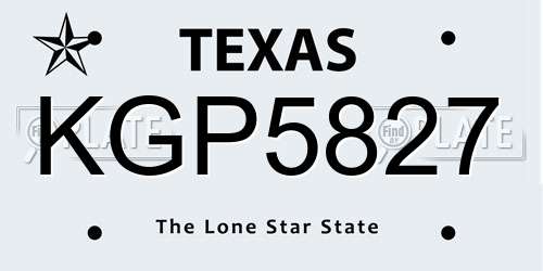 KGP5827 Texas License Plate