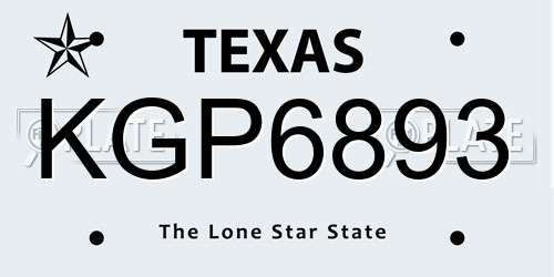 KGP6893 Texas License Plate
