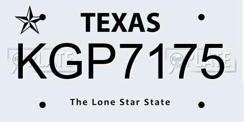 KGP7175 Texas License Plate