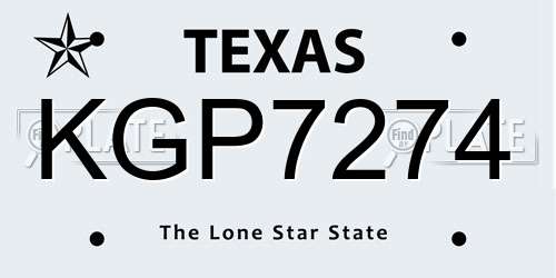 KGP7274 Texas License Plate