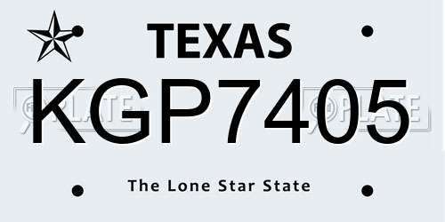 KGP7405 Texas License Plate
