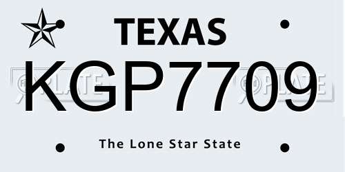 KGP7709 Texas License Plate