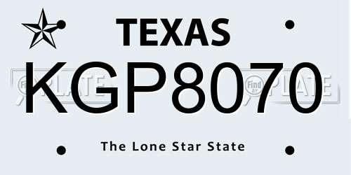 KGP8070 Texas License Plate