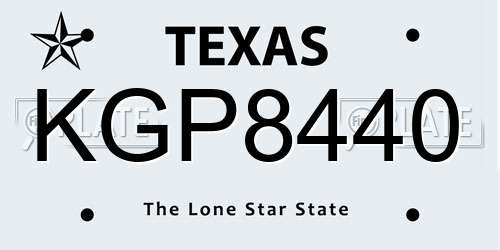 KGP8440 Texas License Plate
