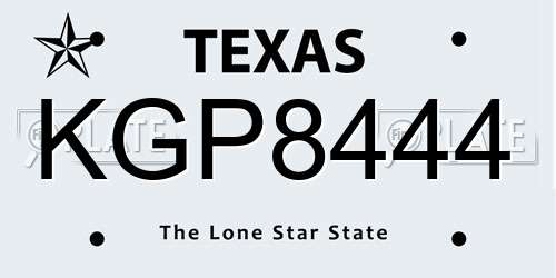 KGP8444 Texas License Plate