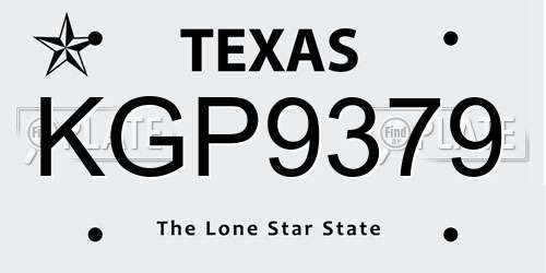 KGP9379 Texas License Plate