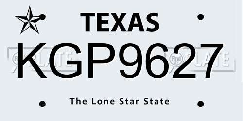 KGP9627 Texas License Plate