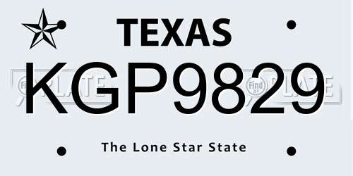 KGP9829 Texas License Plate