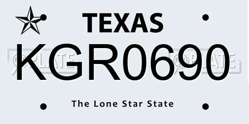 KGR0690 Texas License Plate