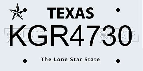 KGR4730 Texas License Plate