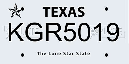 KGR5019 Texas License Plate