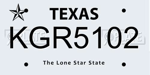 KGR5102 Texas License Plate