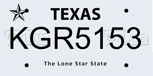 KGR5153 Texas License Plate