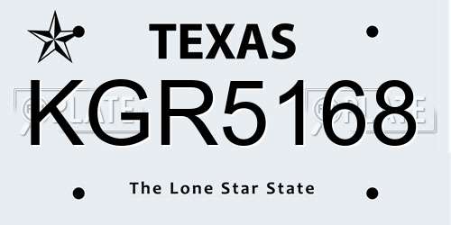 KGR5168 Texas License Plate