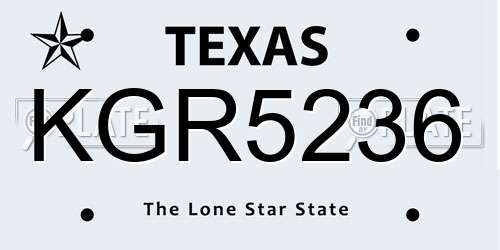 KGR5236 Texas License Plate