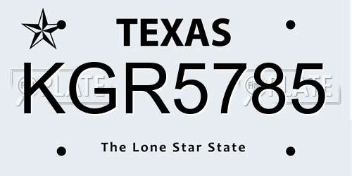 KGR5785 Texas License Plate