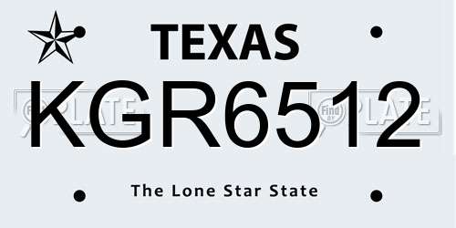 KGR6512 Texas License Plate
