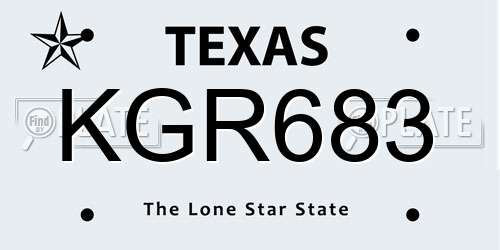 KGR683 Texas License Plate