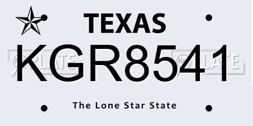 KGR8541 Texas License Plate