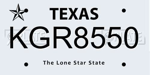 KGR8550 Texas License Plate