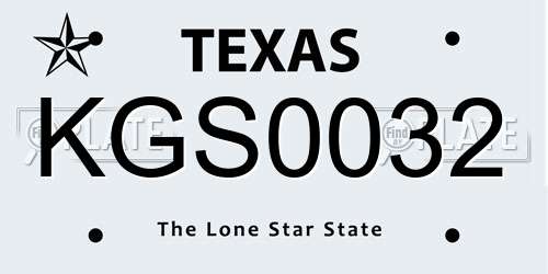KGS0032 Texas License Plate