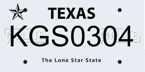 KGS0304 Texas License Plate