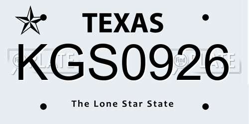 KGS0926 Texas License Plate