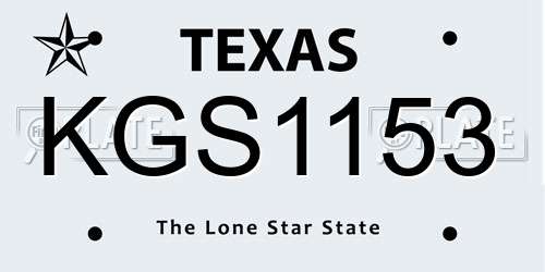 KGS1153 Texas License Plate