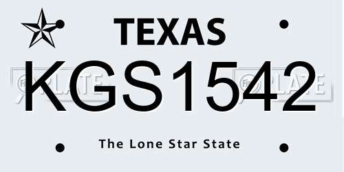 KGS1542 Texas License Plate