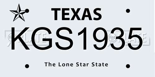 KGS1935 Texas License Plate