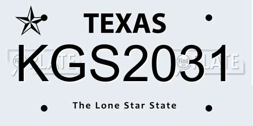 KGS2031 Texas License Plate