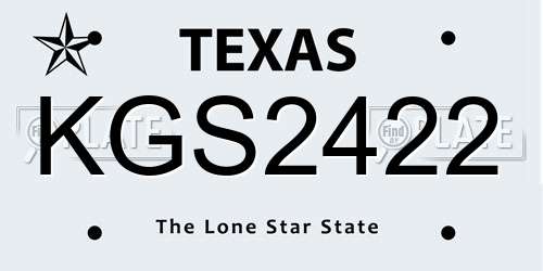 KGS2422 Texas License Plate