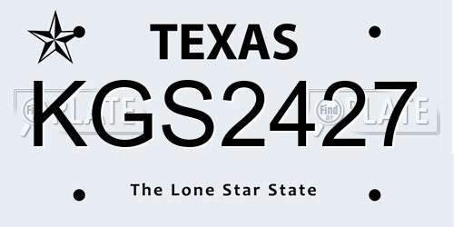 KGS2427 Texas License Plate