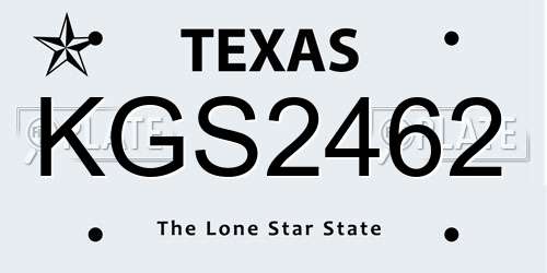 KGS2462 Texas License Plate