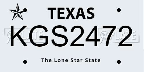 KGS2472 Texas License Plate