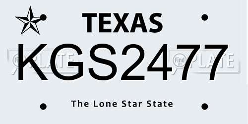 KGS2477 Texas License Plate