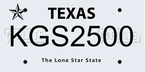 KGS2500 Texas License Plate