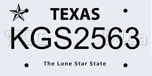 KGS2563 Texas License Plate