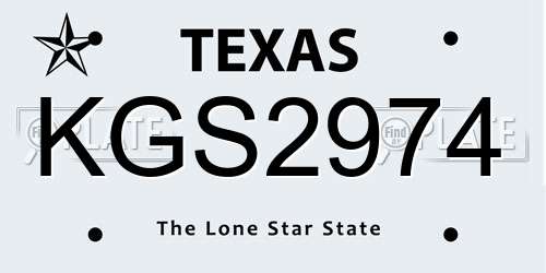 KGS2974 Texas License Plate