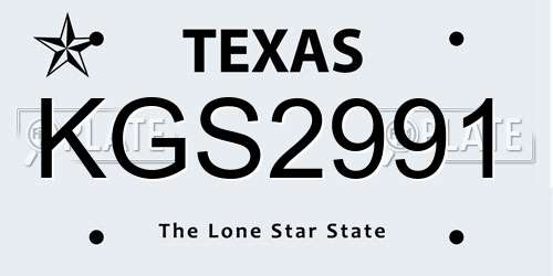 KGS2991 Texas License Plate