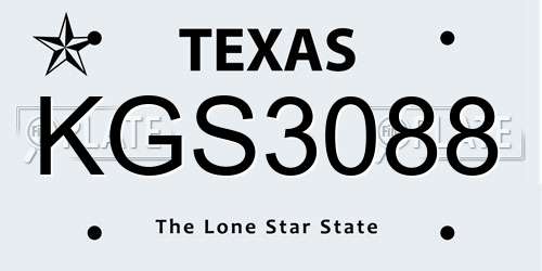 KGS3088 Texas License Plate