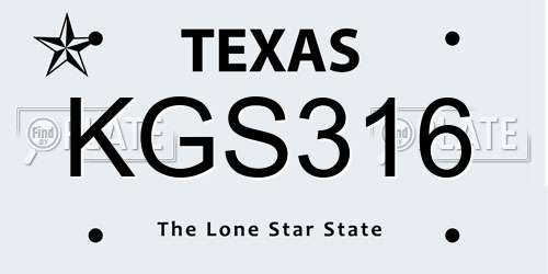 KGS316 Texas License Plate