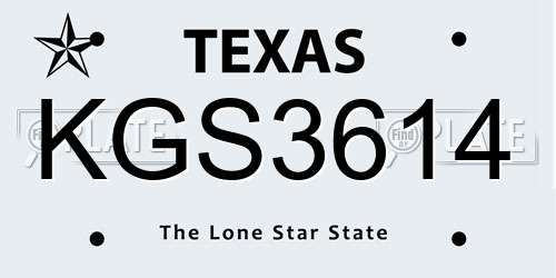 KGS3614 Texas License Plate