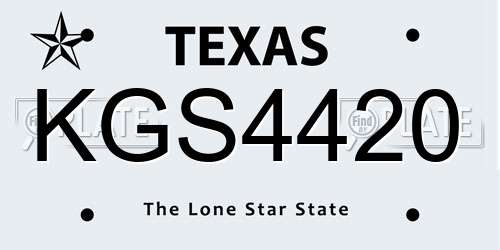 KGS4420 Texas License Plate