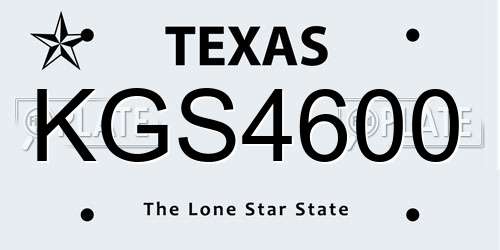 KGS4600 Texas License Plate